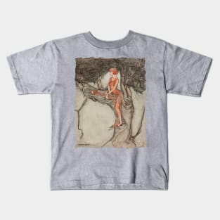 Bird woman with her babies Kids T-Shirt